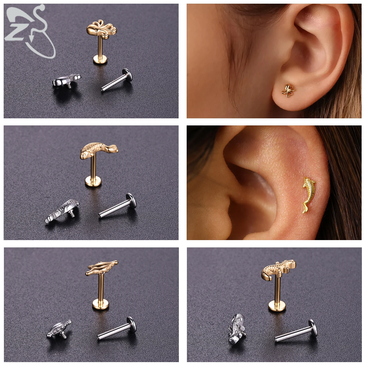 16G/18G Stainless Steel Labret Lip Ring Internal Thread