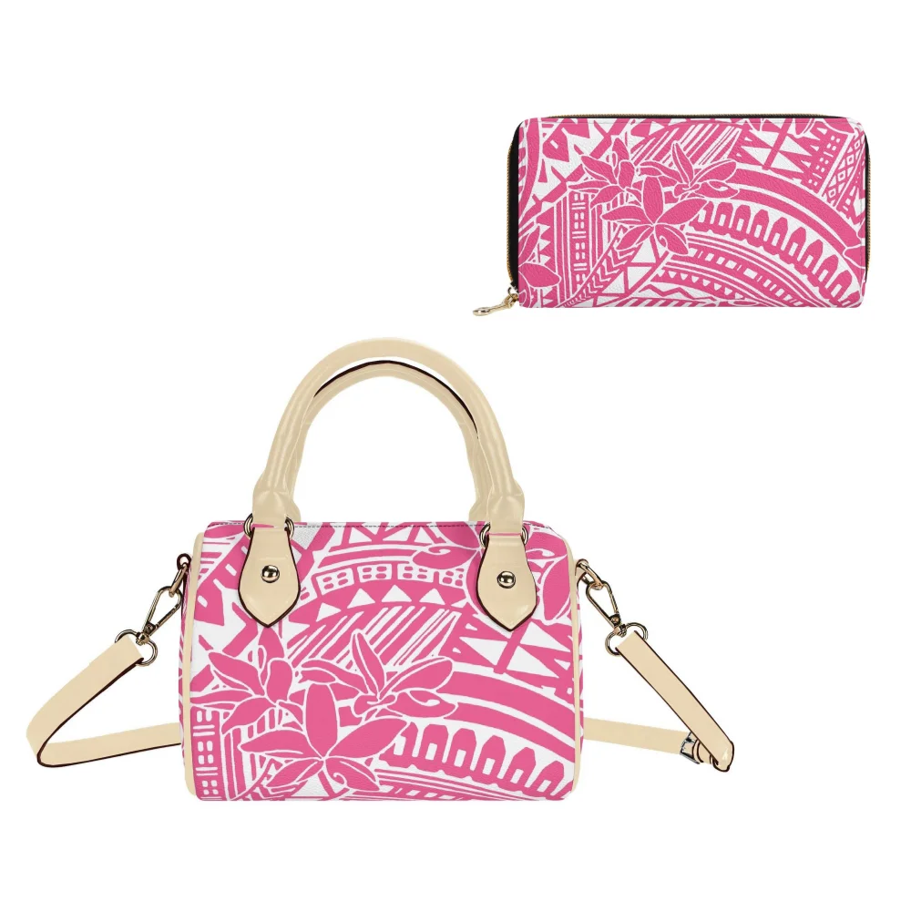 

Island Polynesian Two Piece Set Womens Floral Pillow Tote And Crossbody Samoa Hibiscus Pu Fashion Handbag