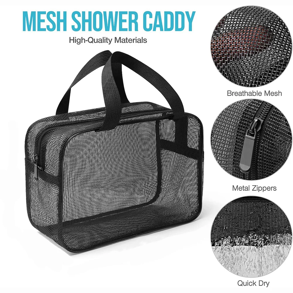 ポータブル入浴バッグメッシュシャワートイレタリーポーチ旅行化粧収納ホルダーバスルームアクセサリーオーガナイザービーチバッグ