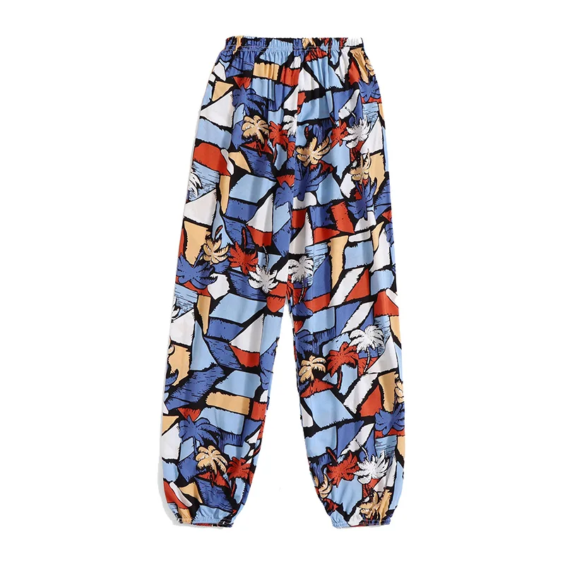 Pantaloni casual alla moda larghi e versatili estivi da donna, pantaloni a pelo a gamba larga, pantaloni a lanterna, pantaloni colorati dell'albero