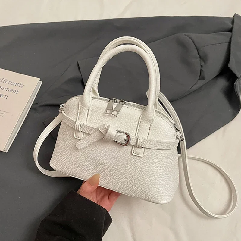 

Spring Summer Textured Small Crossbody Bags for Women New PU Leather Lady Commuter Bowling Bag Female Simple Handbags