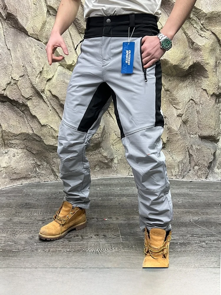

Men's Fce Lined 3D Tailored Ski Soft ell Pants Windproof Warm Casual Straight Leg Trousers Autumn Winter Faion