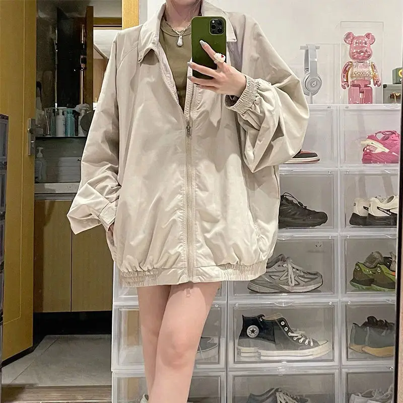 Apricot Jackets Women Daily All-match Basic Leisure Simple Vintage Korean Style Colleges Popular Streetwear Autumn Baggy Classic