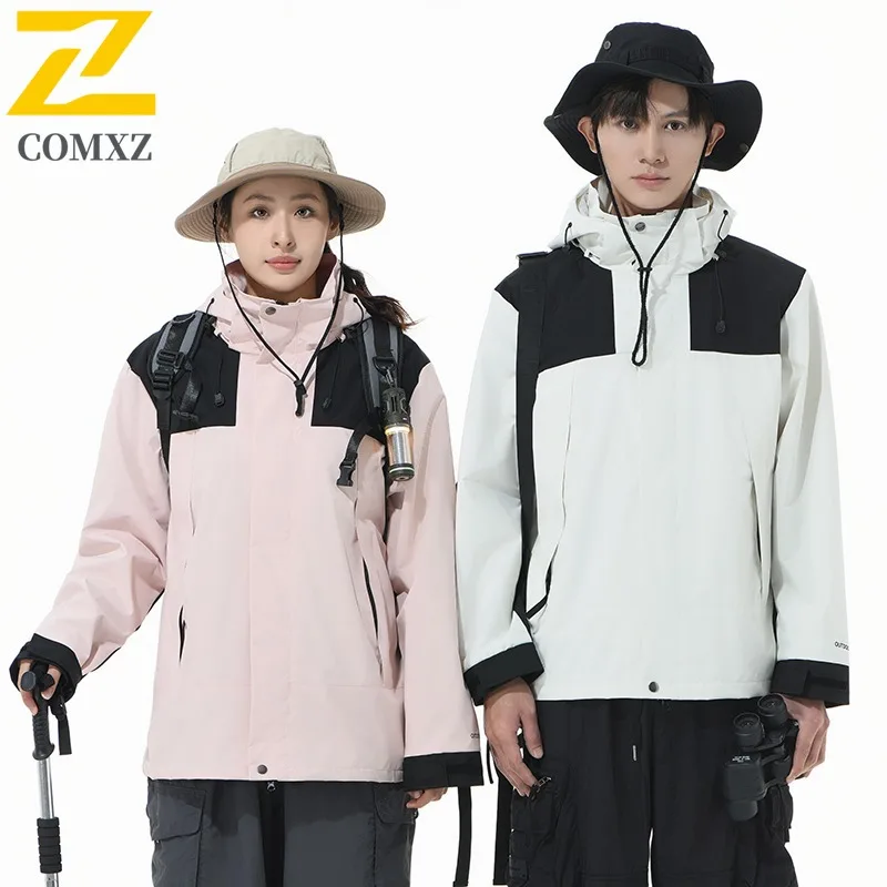

Hiking Camping Jacket Men 2025 New Autumn Fashion Stitching Waterproof Windproof Outerwear Man Casual Sports Hooded Windbreaker