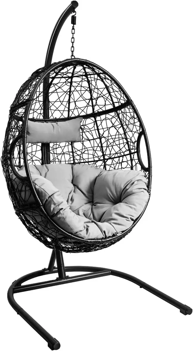 Giantex Hanging Egg Chair, 36.5-Width Oversized Swing Chair With C-Hammock Stand Set, Hammock Chair With Soft Seat Cushion &