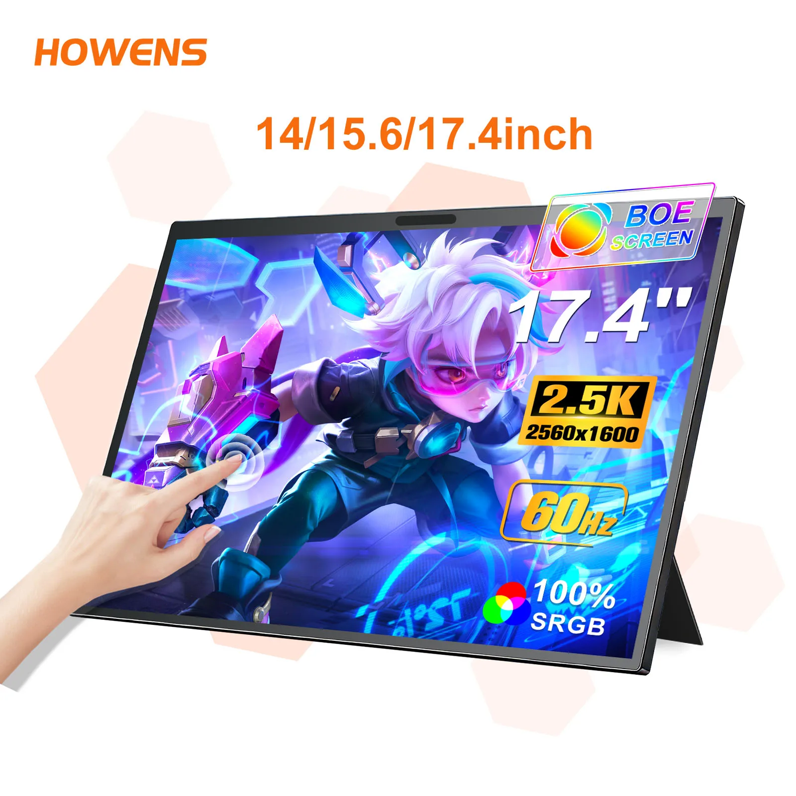 14/15.6/17.4 Inch 2.5K 4K Portable Monitor USB-C HDMI IPS HDR Gaming Laptop Screen Display For PC Mac Switch PS5 iPhone HUAWEI
