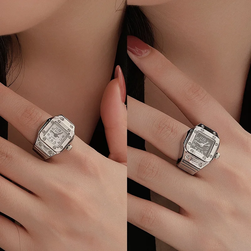 Mini Vintage Finger Ring Watch Round Creative Quartz Watches Fashion Couple Watches Accessories