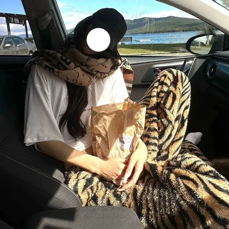 Samt hoch taillierte Hose mit weitem Bein für Damen, Leopardenmuster-Hose, faule Jogger, Damen-Freizeithose, Herbst und Winter, neue Streetwear