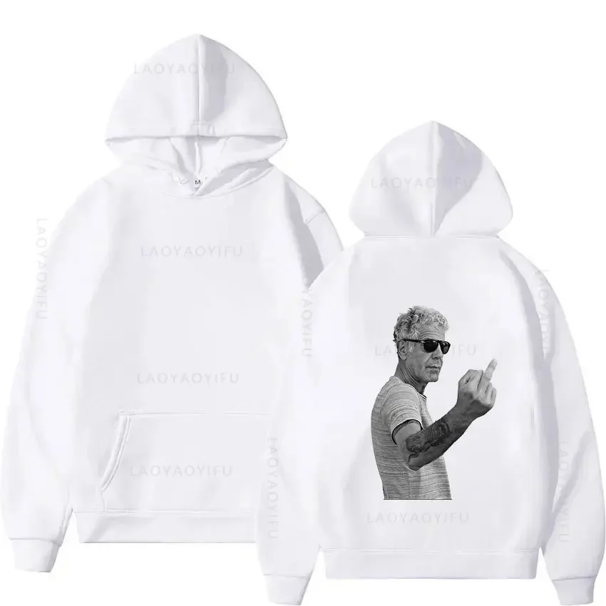 

Anthony Bourdain middle finger pose Hoodie Sweatshirt Print Unisex Streetwear Hip Hop Style Autumn Winter Fashion Tops Clothes