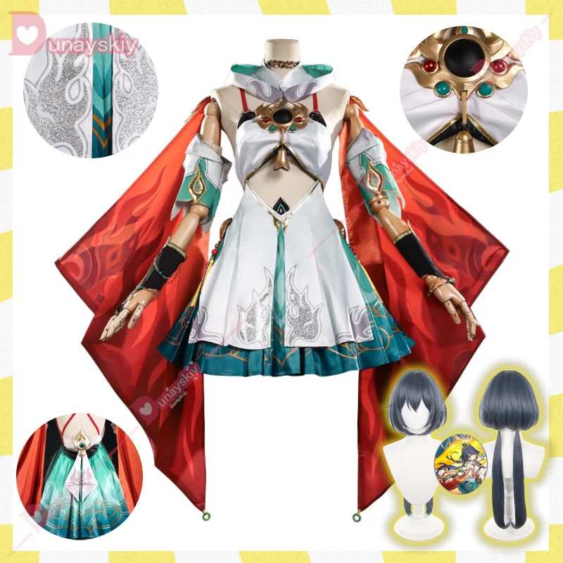 Honkai Star Rail Yunli disfraz de Cosplay para mujer, peluca, vestido, uniforme, pendientes, tocados, anillos, Huaiyan, Xianzhou, Zhuming, fiesta de Halloween