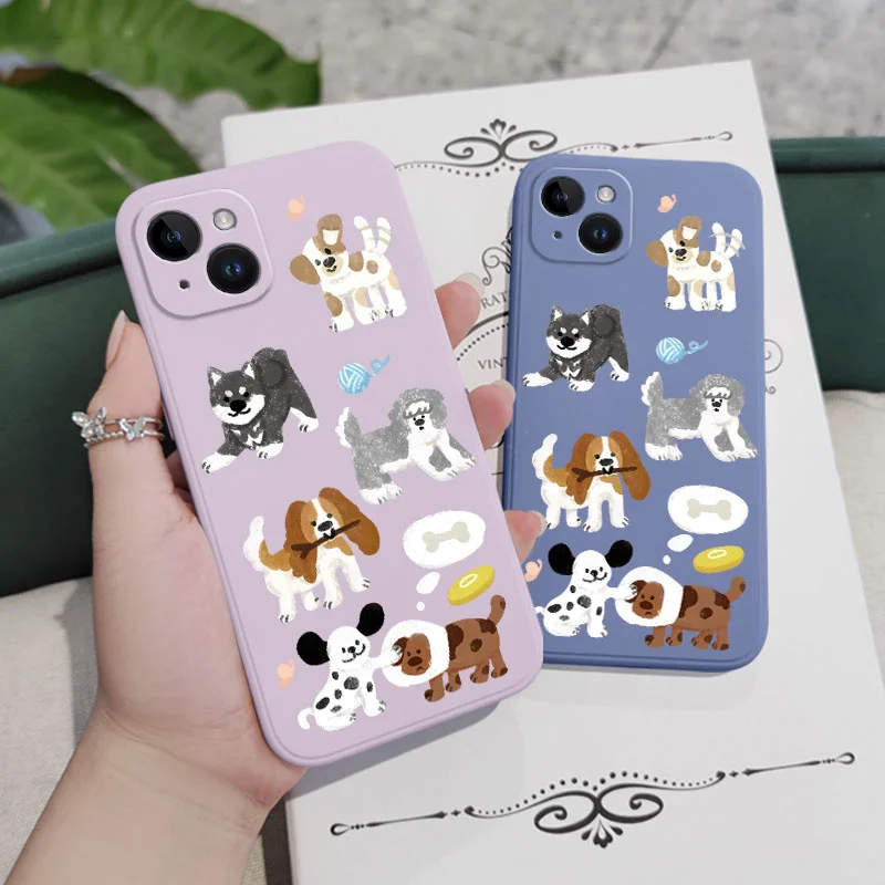 Chalk Drawing Dog Phone Case For iPhone 17 17 Air 16 16e 15 14 13 12 11 Plus Pro Max Mini Silicone Cover
