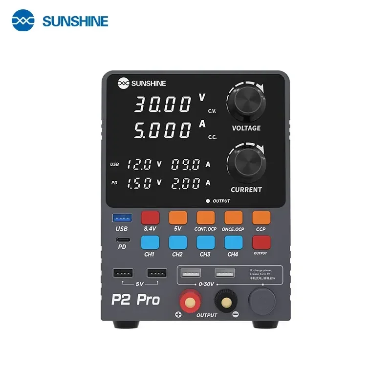 SUNSHINE P2 PRO Intelligent Regulated DC Power Supply 30V 5A 265W Voltage Regulator 65W Fast Charge Type-C/40W Fast Charge USB