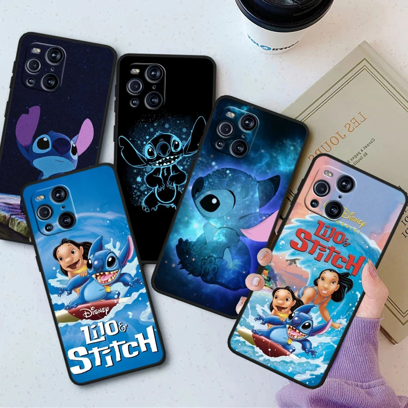 Disney Stitch Cool For OPPO Find X6 X5 X3 X2 F21S F21 Pro Lite Neo Black Silicone Fundas Soft Phone Case