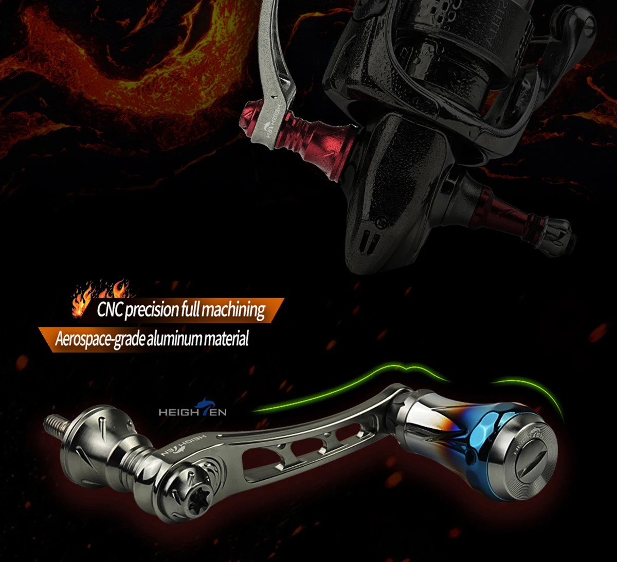 HEIGHTEN Spinnrolle mit Einzelgriff und Einstellbarem Spindelabstand von 40mm bis 50mm und 20mm Carbon-Knöpfen für Luya-Angeln – Detail 5