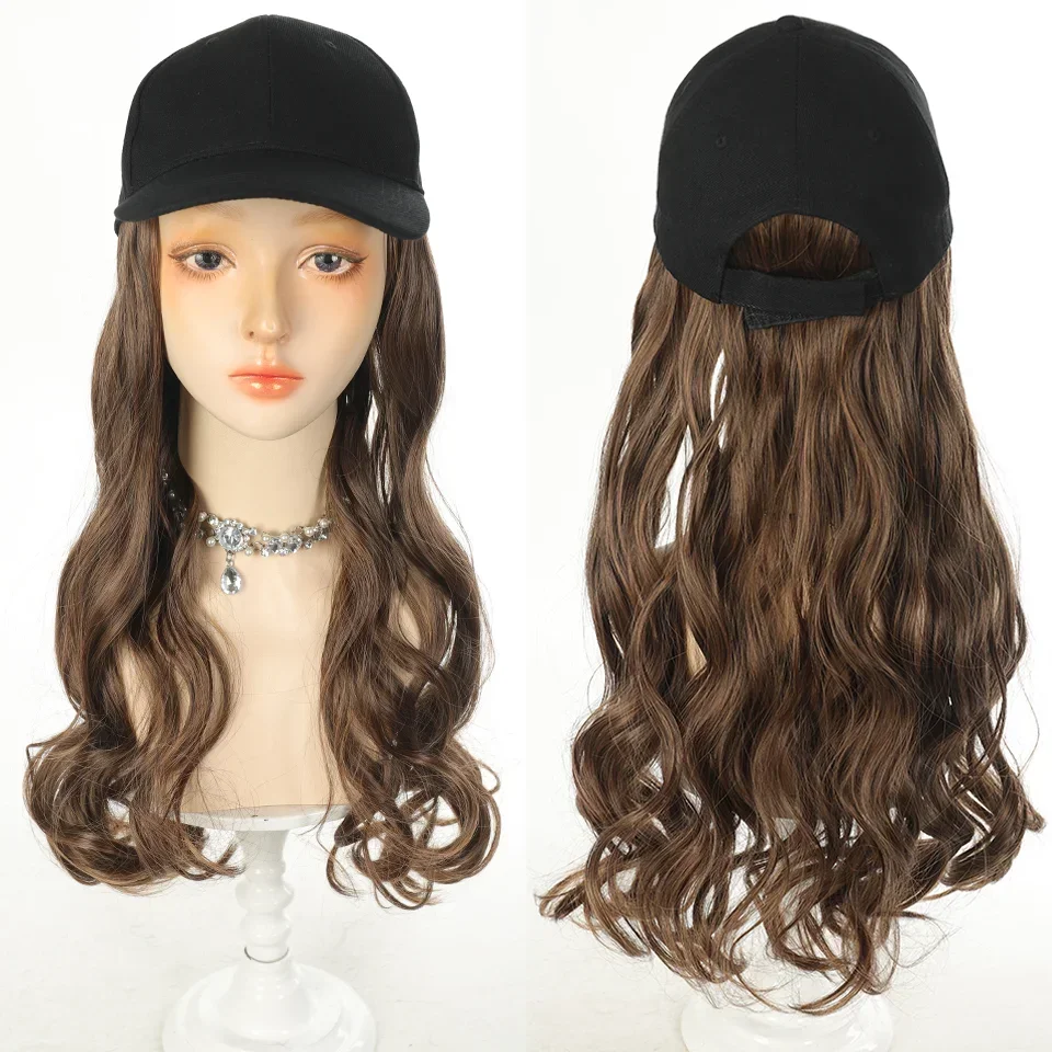 18 Inch Baseball Cap Wig Long Wavy Hair Extensions With Hat Heat Resistant Synthetic Fiber Hairpieces Adjustable Wig for Women  Factory Direct Wholesale, Affordable Bulk Price Cost-effective Bulk Price