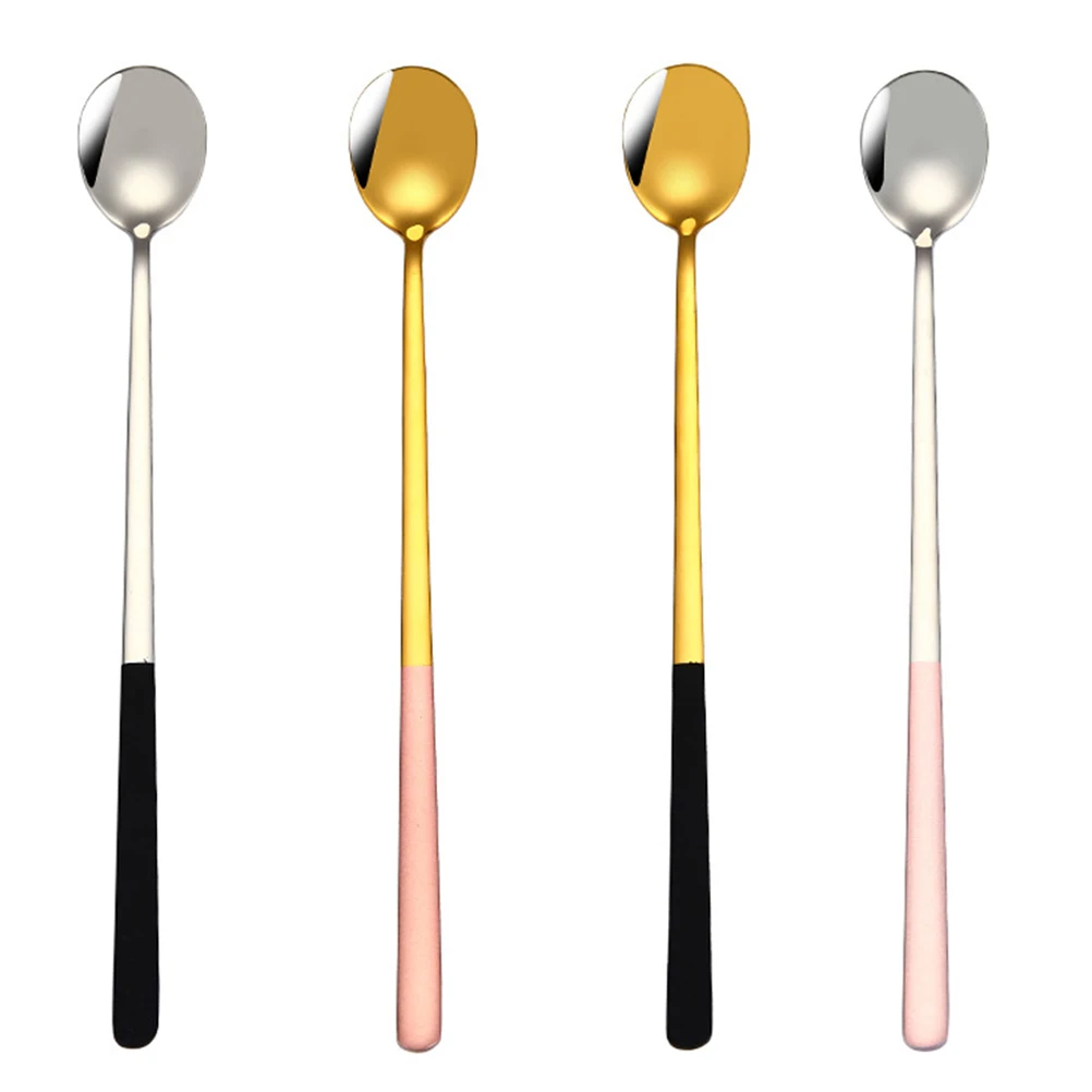 

4 Pcs Stainless Steel Ice Scoop Coffee Dessert Spoon Mixing Stirring Condiment Spoon Practical Home Office Bakery
