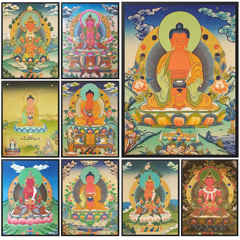 Sakyamuni Bodhisattva Buddhism Amitabha Posters Prints Wall Pictures For Living Room Poster Wall Art Canvas Painting Unframed