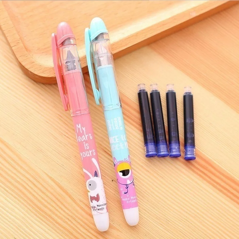 0.5mm Cartoon Plastic Fountain Pen with Ink Sac Kawaii Deer Stationery for Writing Gift Box Set Writing Office School Supplies