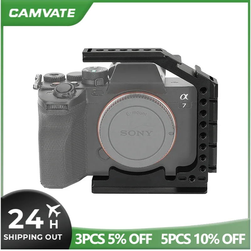 CAMVATE Aluminum Half Camera Cage for Sony Alpha 7 with Cold Shoe Mount & NATO-style Connections for Photography Accessories DIY