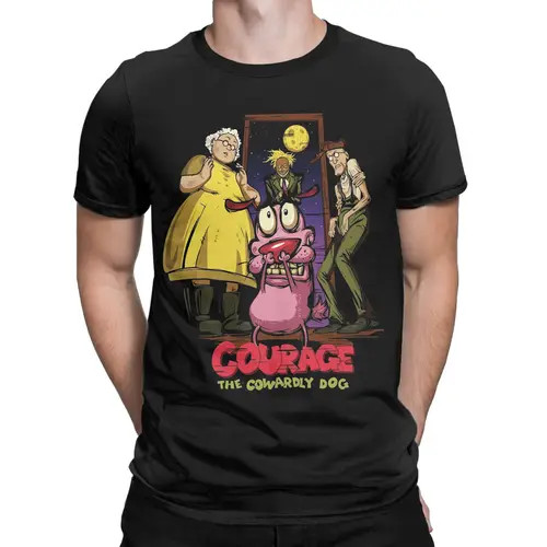 Imagen 1 del producto Camiseta Courages The Cowardlys Dog para hombre, camisetas de algodón increíbles, camisetas de manga corta con cuello redondo, camisetas estampadas