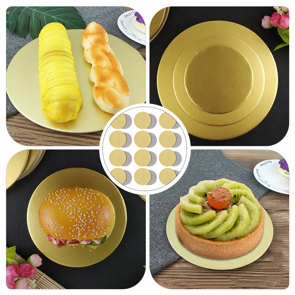 50 Pcs Cake Base Display Bases Mousse Cupcake Pads Gold Boards Small Round Bottom Trays Thicken