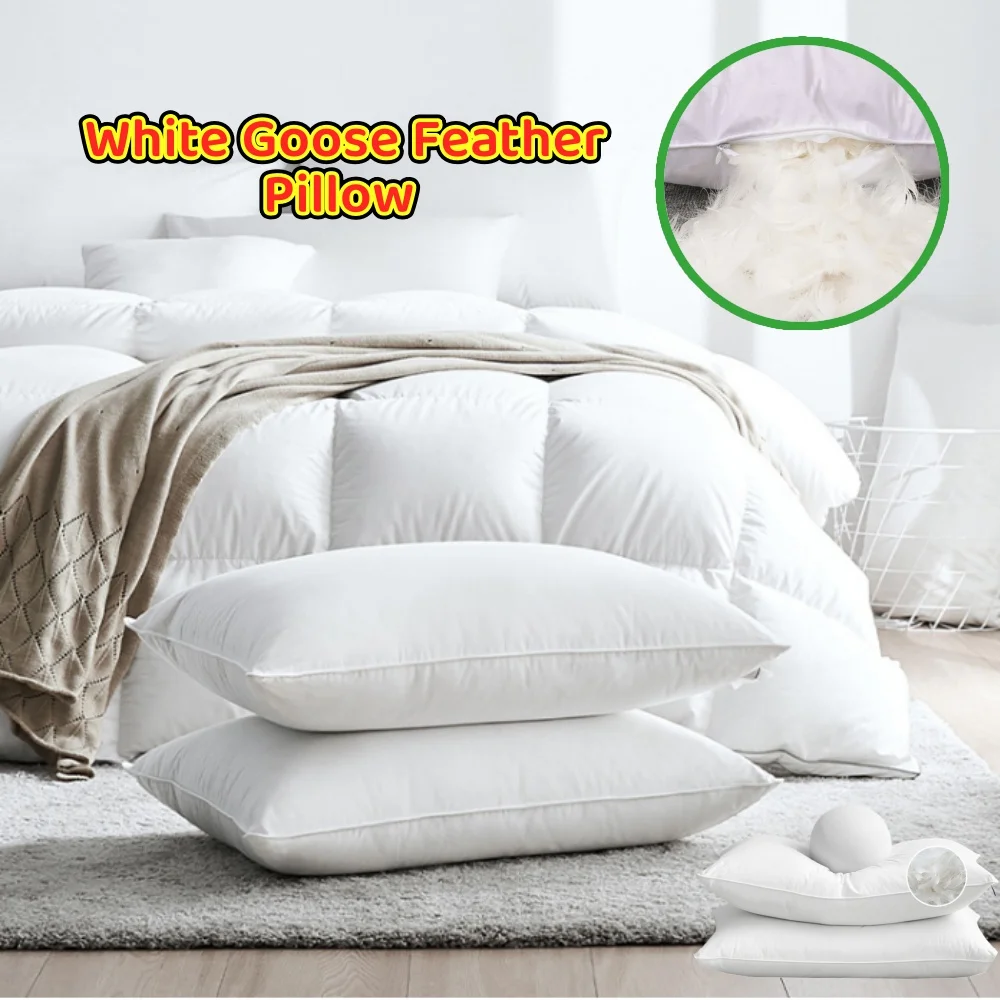 

100% White Goose Feather Pillow Five-star Hotel Goose Feather Pillow Single Healthy Memory Pillow Orthopedic Pillow