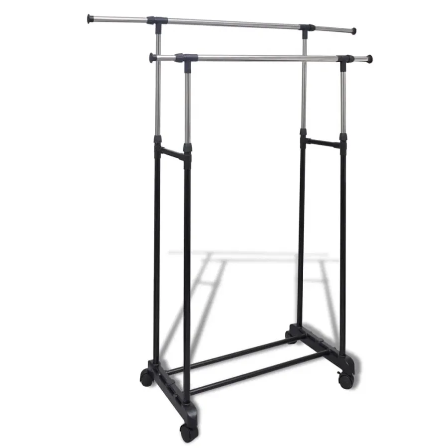 

Adjustable Clothes Rack 4 Castors 2 Hanging Rails