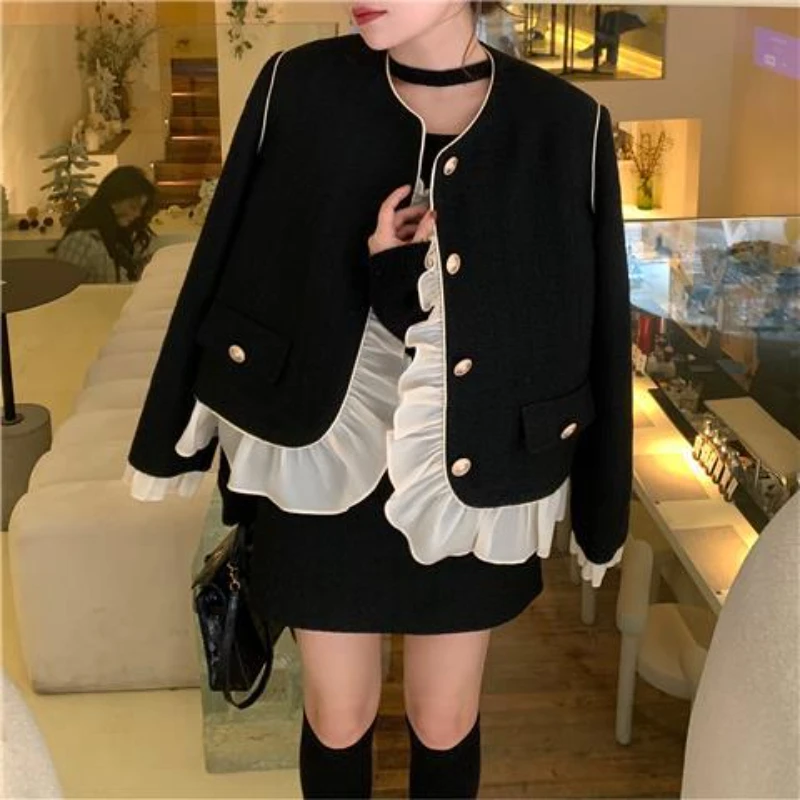 Sets Women Elegant Gentle Lovely Ladies Simple Slim Korean Style Patchwork Mujer Cozy Popular Ins Hot Sale Basic Design Solid