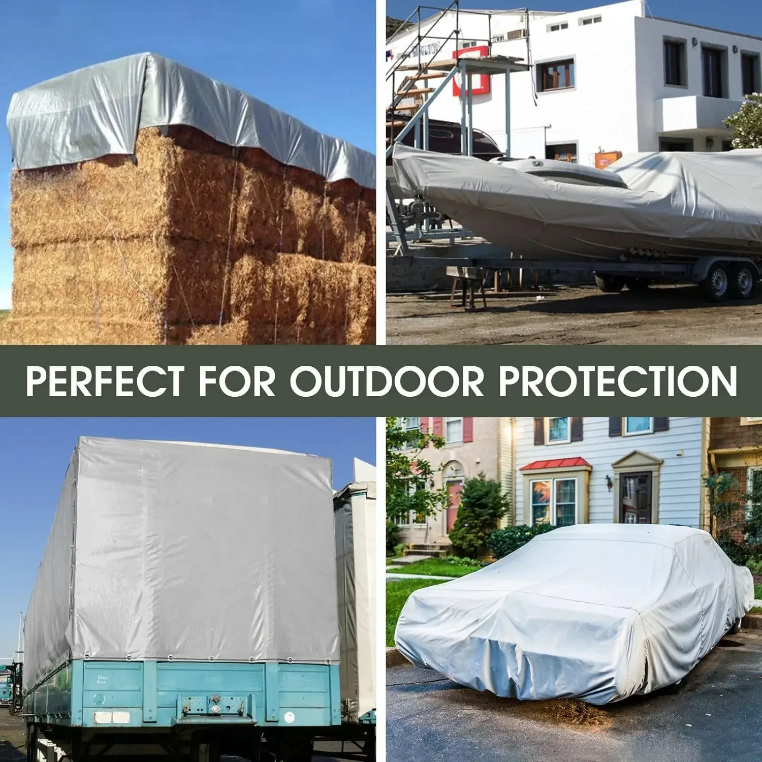 Tarpaulin Waterproof Fabric Tarpaulin 180 g/m² PE Tarpaulin UV Resistant Weatherproof for Garden Furniture Pool Wood Car Boat