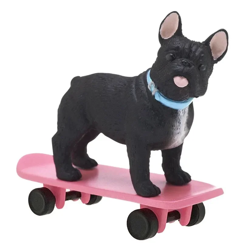 Original Kawaii Kitan Club Gashapon Figure Skateboard Dog French Bulldog Mini Animal Figurine Anime Decor Capsule Toys