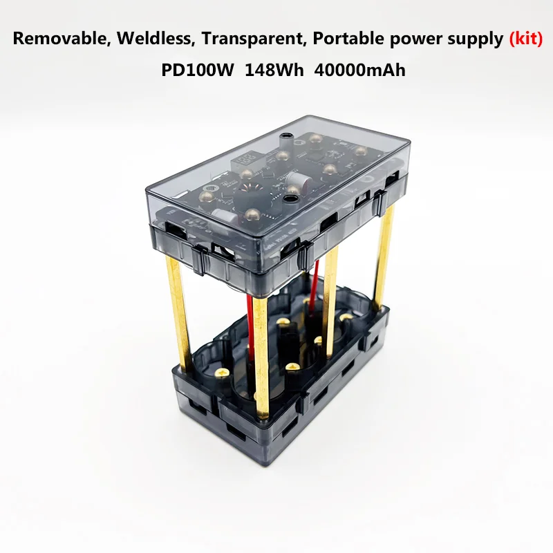 DIY 4S20 100W  21700 Battery Power Bank Holder 40000mAh Detachable Solderless Power Bank  Type C