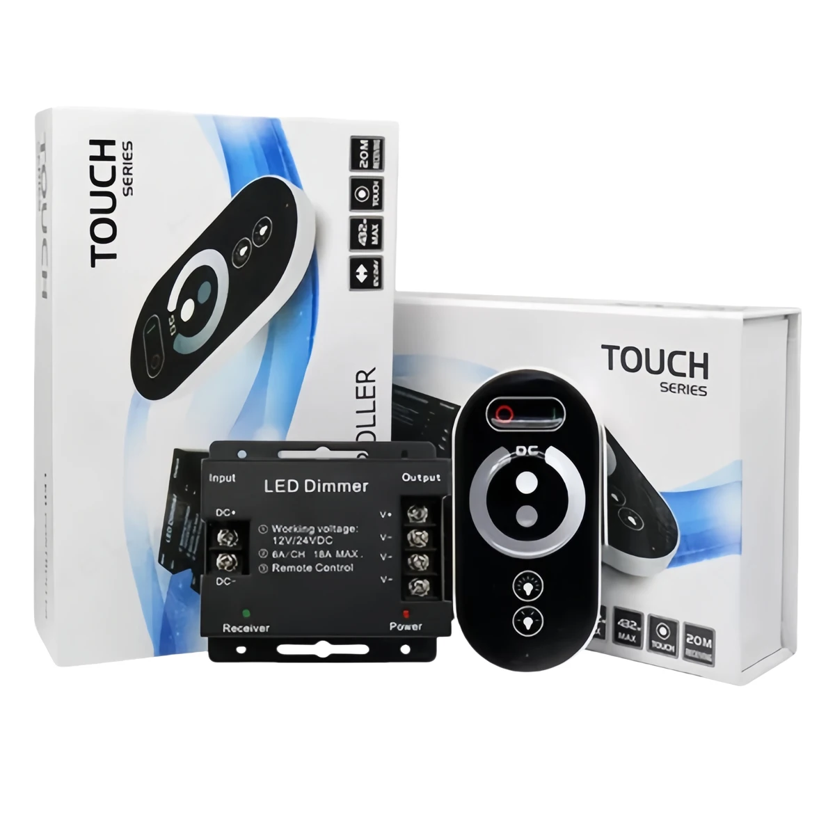 Dimmer LED touch wireless RF 18A - Controller di illuminazione per strisce monocolore a bassa tensione