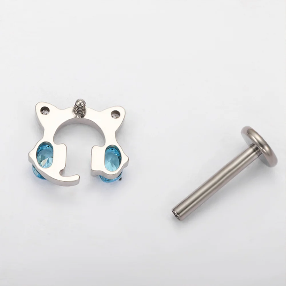 PUTITUP F136 سبائك التيتانيوم القط سماعة أقراط زركونيا منخفضة الفاخرة الأذن العظام الشفاه مسمار ثقب الجسم مجوهرات عالية الجودة