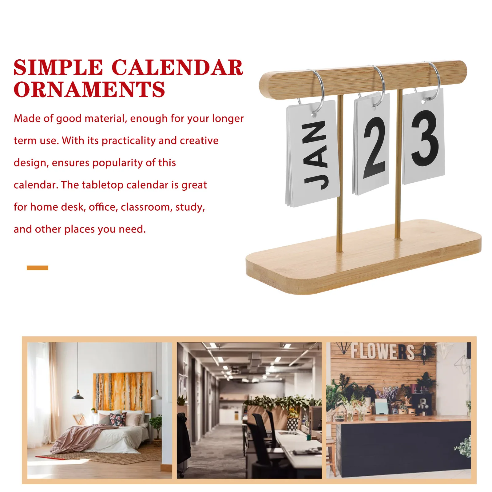 

Вечный деревенский деревянный календарь, креативный флип-настольный аксессуар для украшения домашнего офиса, многоразовый настольный календарь