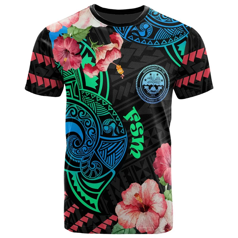 3D Print Federated States Of Micronesia T Shirt FSM Polynesian Flag Of FSM Graphic T-shirts For Men Fashion Tops Tees Clothes