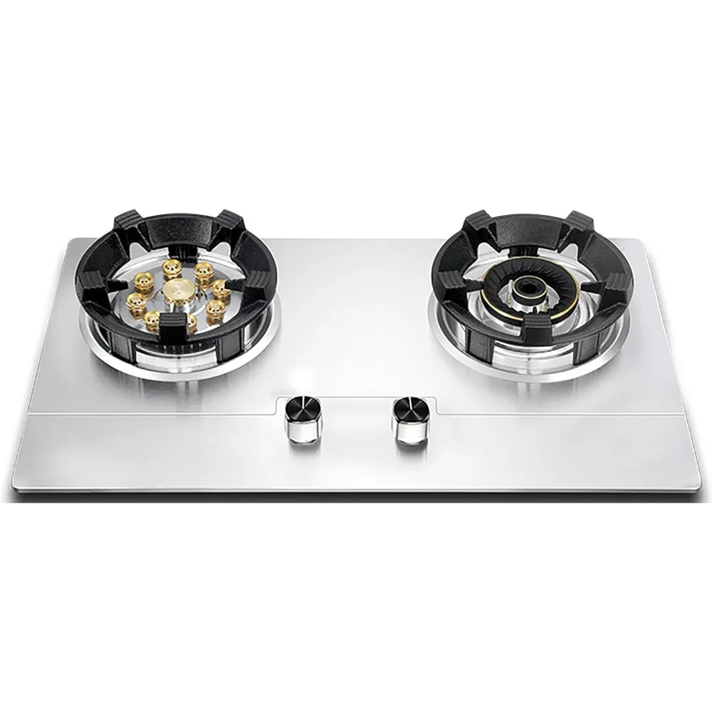 

Burner Gas Cooker gas hob Built-in Gas Cooker, 2 Burners Gas Cooker, Zinc-magnesium Alloy Knob, 55°+ Anti-scalding Reminder, Ind