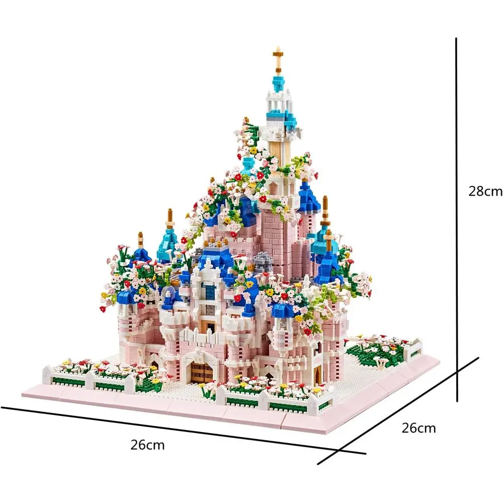 Flower-themed Castle Architecture Micro Blocks Kit voor tieners en volwassenen, meer dan 4000-delig - Verbeterde editie