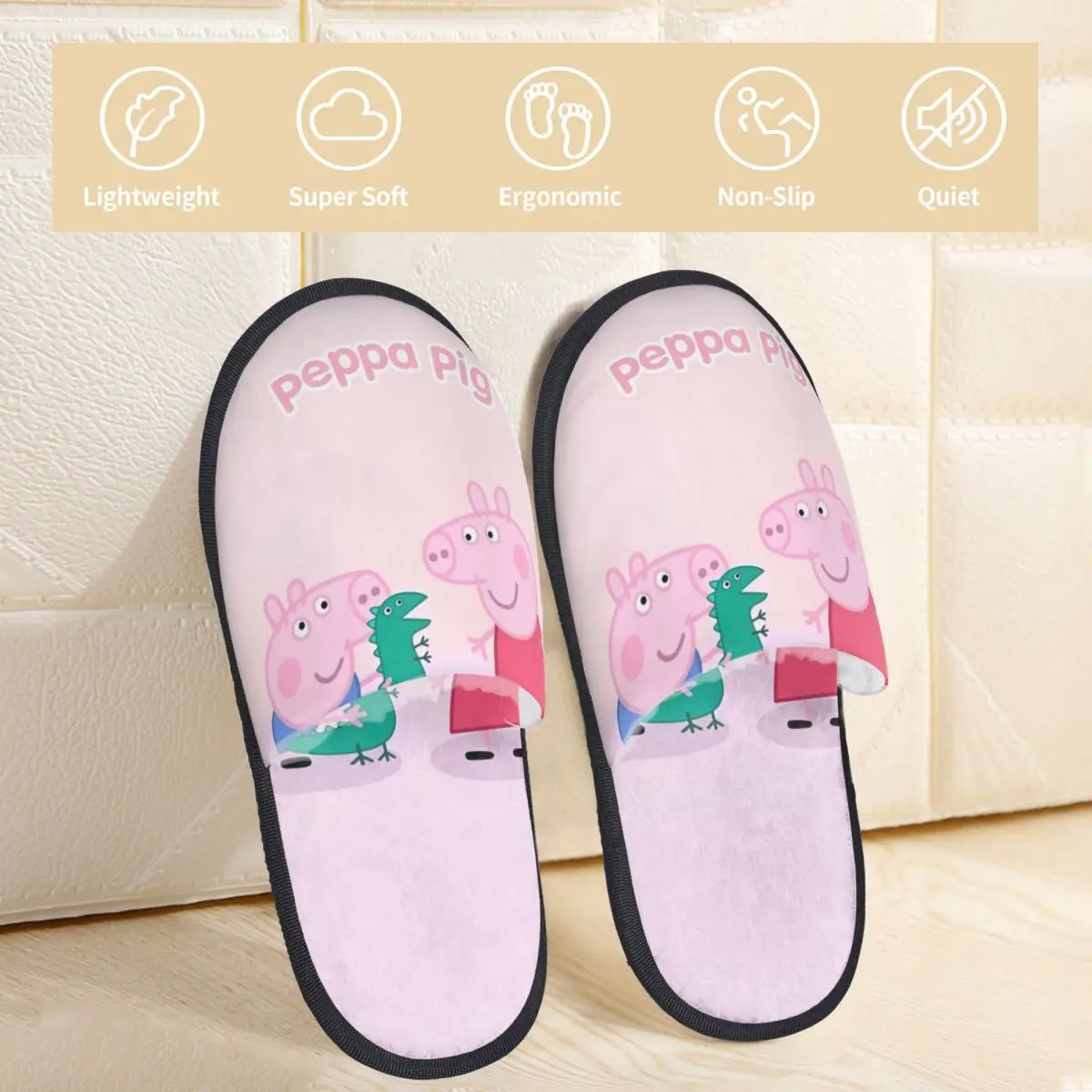 Casa de inverno chinelos de algodão peppa pig merch chinelos de pele doméstica slides quarto macio antiderrapante slides