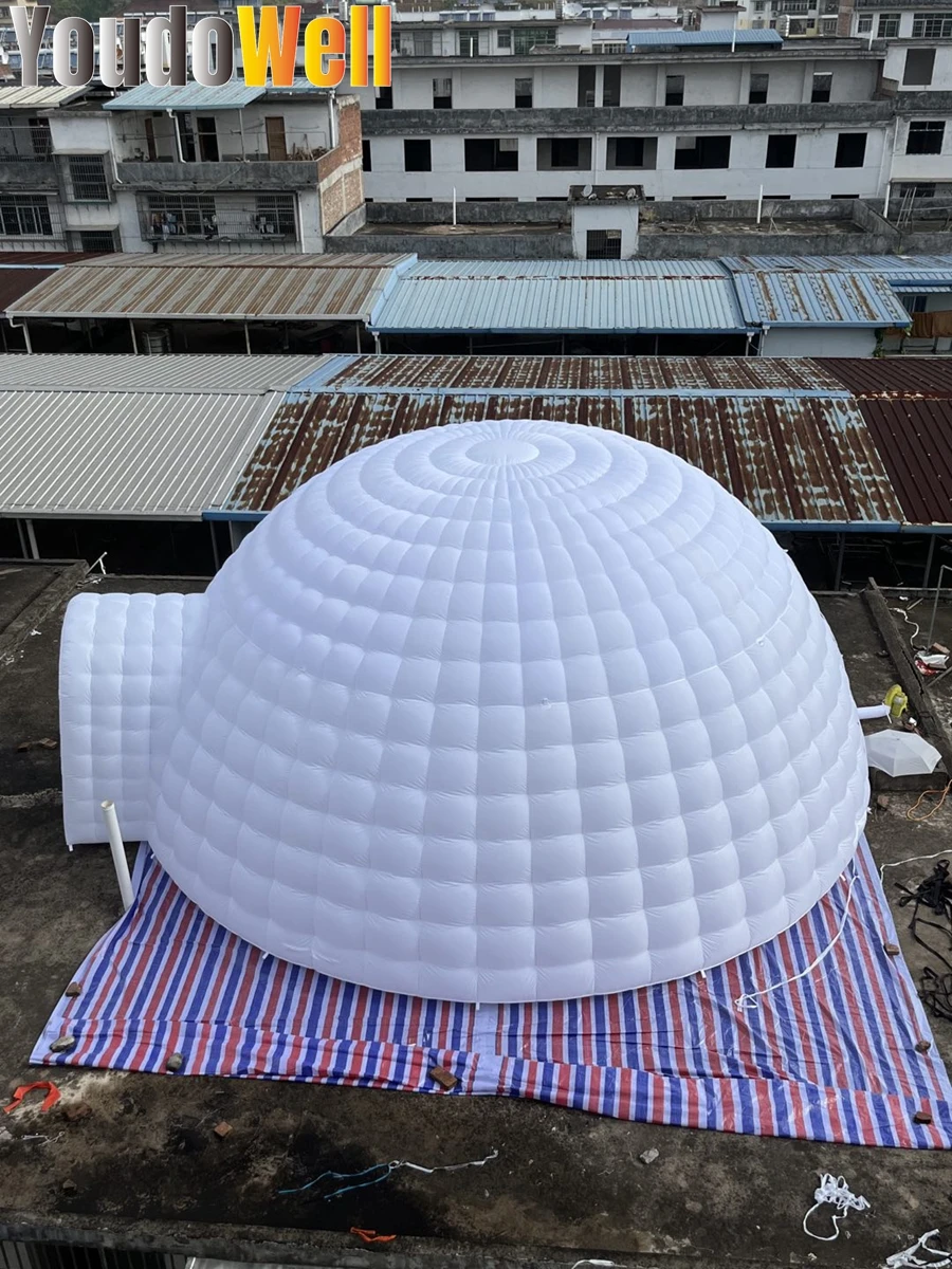 Discount Promotion Customized White Honey Housed Finished Inflatable Dome Tent 8 Meters In Diameter One Door Used For Parties