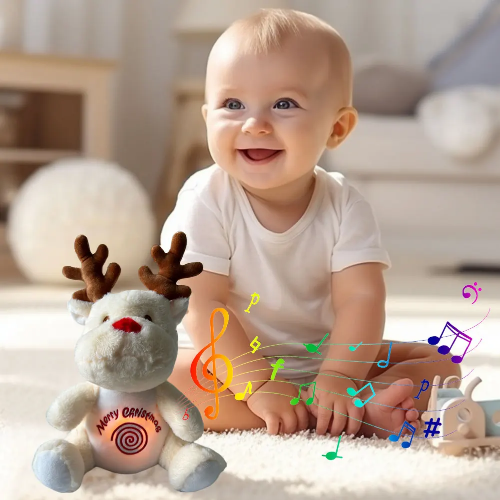 

Christmas Elk Baby Sleeping Companion with Music and Lights Baby Sound Machine Plush Doll Christmas Birthday Gifts for Newborns