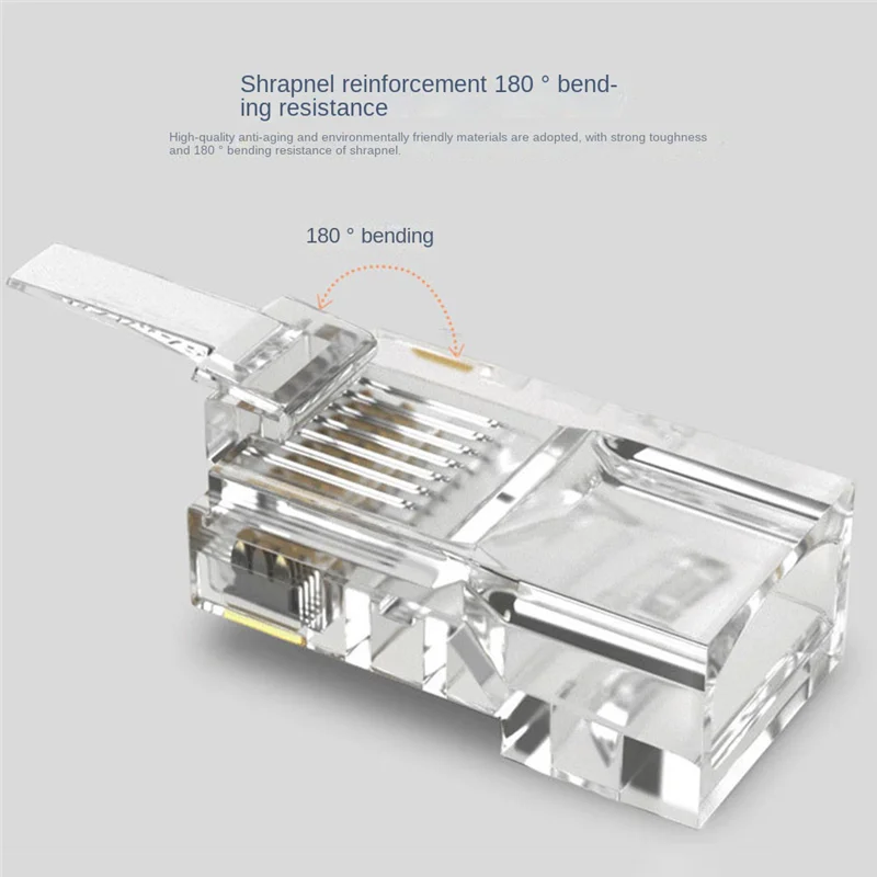 100PCS RJ45 Ethernet Cables Module Plug Network Connector for UTP CAT6 RJ45 Network Cable Crystal Heads 8P8C