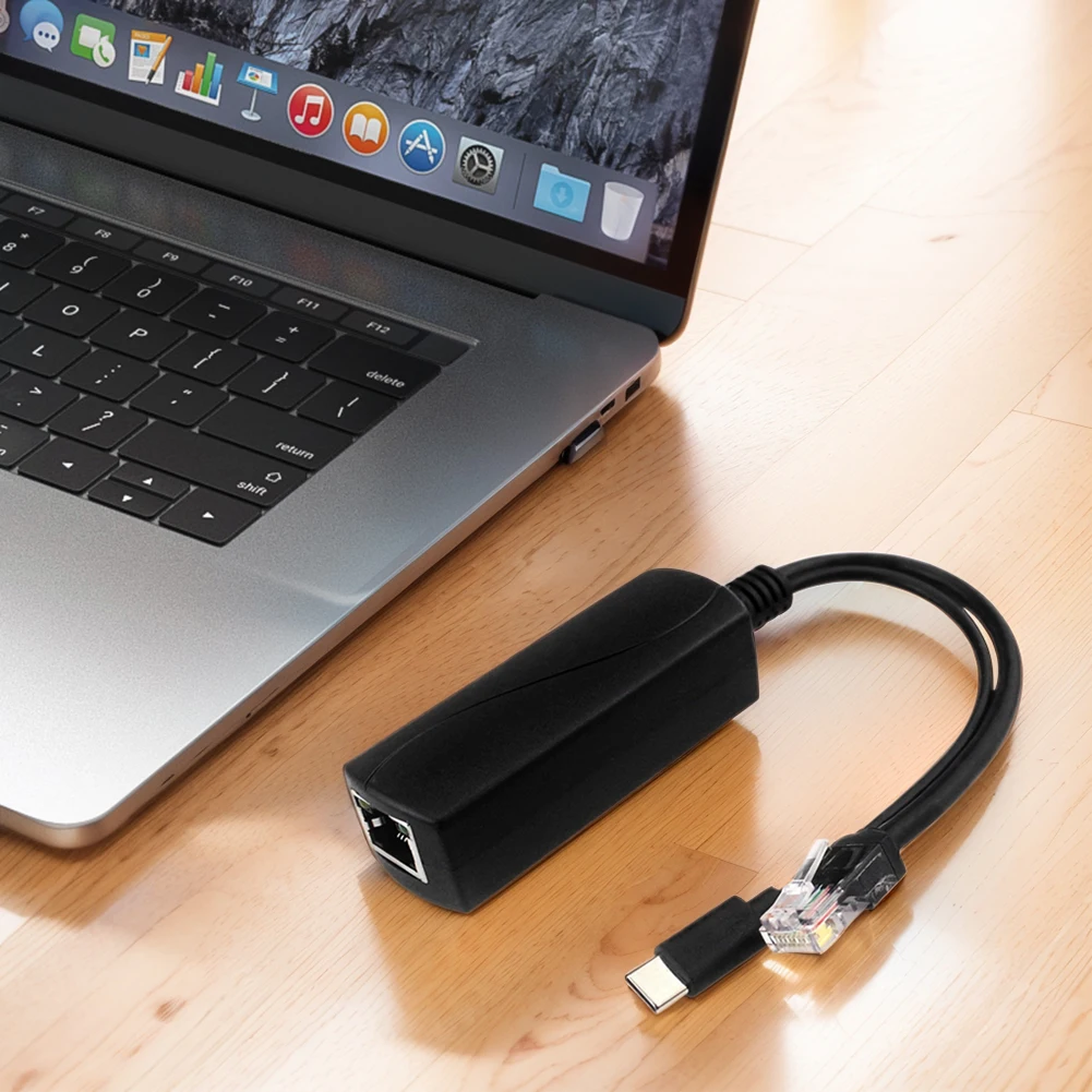 PoE 48V a USB-C 5V/4A salida IEEE802.3af/at compatible con divisor PoE USB tipo C 5V adaptable 10/100/1000Mbps para Raspberry Pi 5