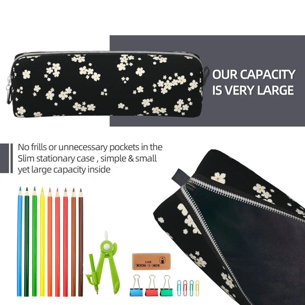 Imagem -06 - Estojo de Lápis Floral Bonito Flower Pen Holder Bolsas de Lápis para Crianças Grande Capacidade Presente Escolar para Estudantes