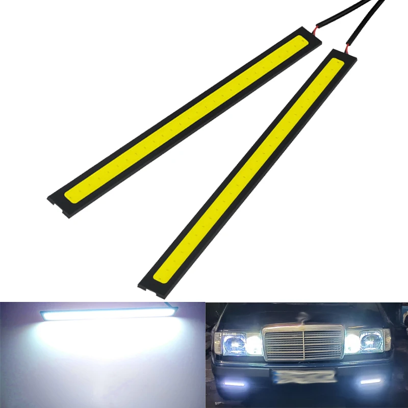 2x 17CM żarówka LED COB 12V 7000K DRL Car Styling Strip wodoodporne LED COB lampa do pracy jazdy światła do jazdy dziennej intensywna biała