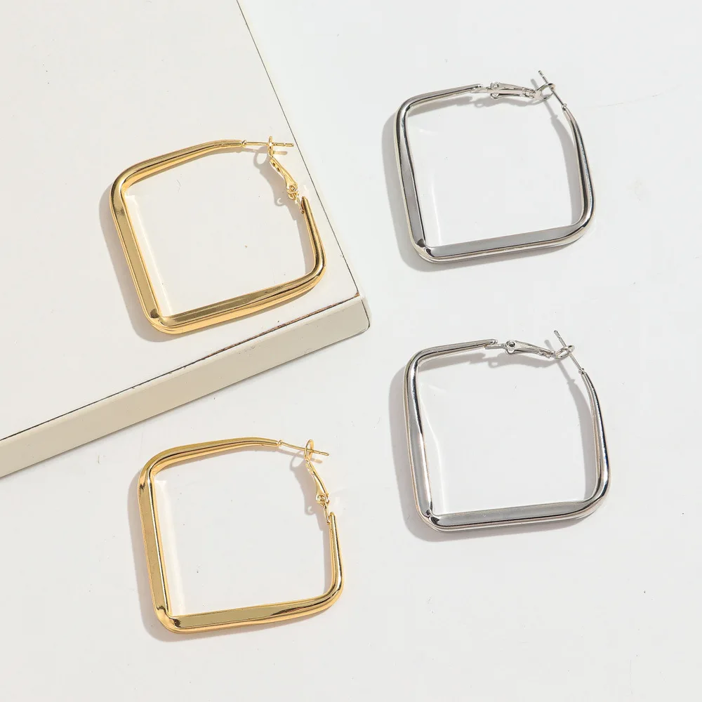 Charme Geometrische Quadratische Tropfen Baumeln Ohrringe für Frau Persönlichkeit 18K Gold Farbe Edelstahl Stud Ohrring Schmuck Ganze