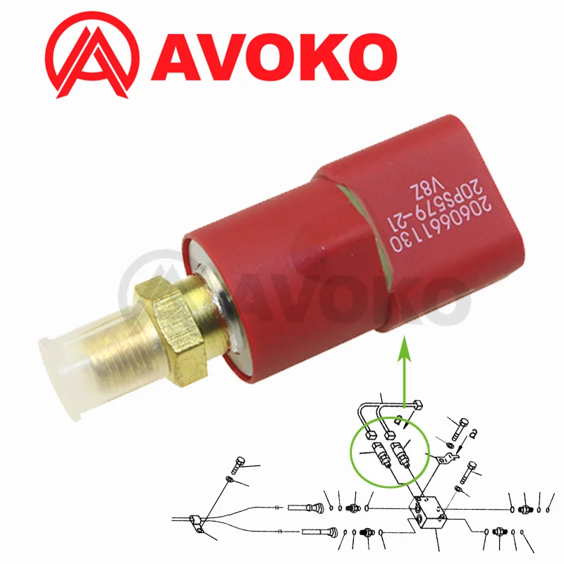 Distribution Valve Pressure Switch Hydraulic Sensor 206-06-61130 2060661130 for Komatsu Excavator PC200-7 PC400 PC400LC-6