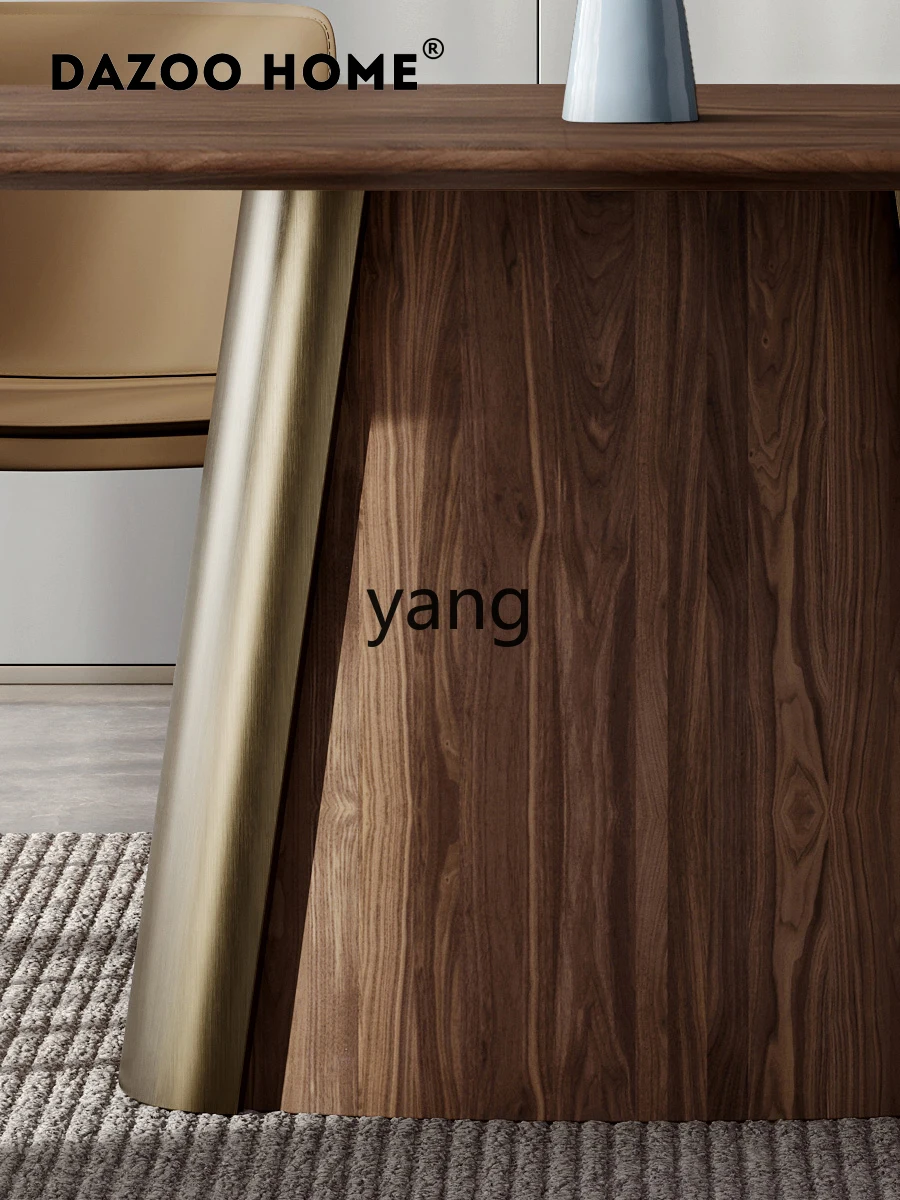 YJQ medieval style all solid wood rectangular dining table villa high-end simple light luxury