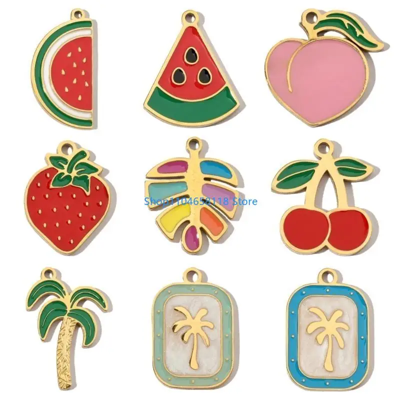

3pcs Women’s Jewelry Pendant Adornment Delicate Fruit Themed Enamel Pendant Charm for Earrings and Necklaces