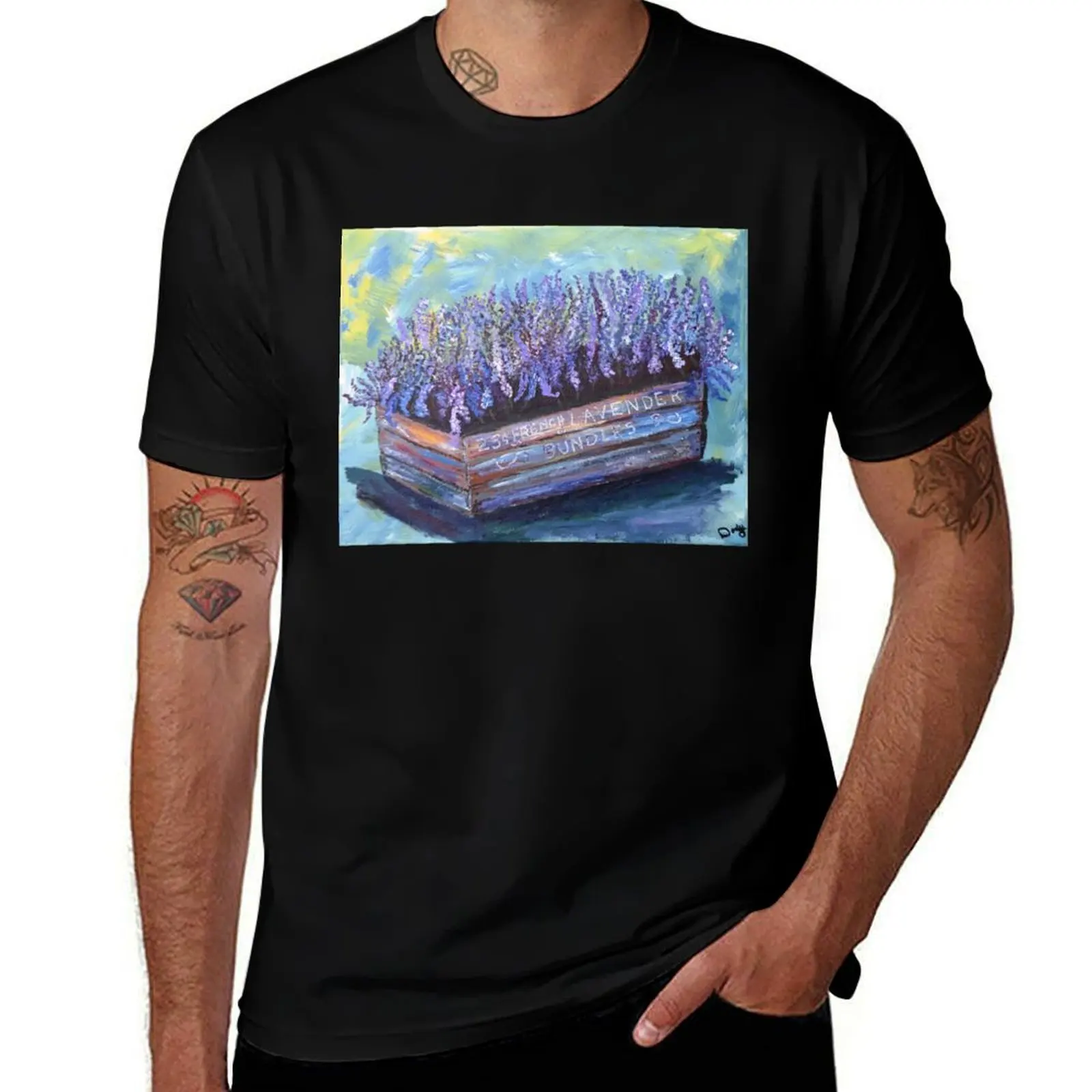 Lavender Flower Box - Original artwork by Dody Denman T-Shirt Big and Tall Short Sleeve Tee T-Shirt