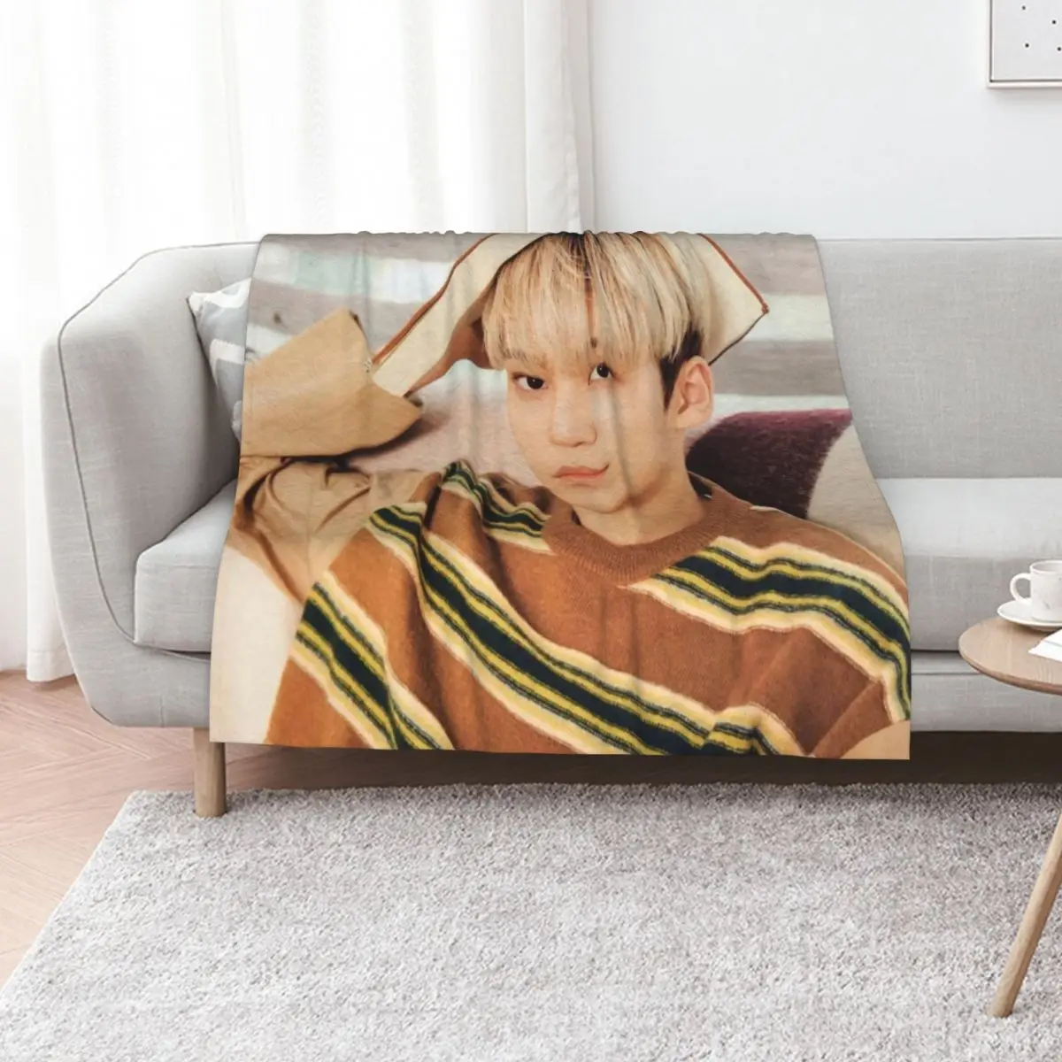 Ateez Yunho Throw Blanket Multi Use Warm Blanket for Living Room Bedroom